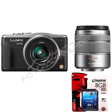 Panasonic DMC-GF6 čierny + 14-42mm + 45-150mm + rýchla pamäťová karta 8GB  Zadarmo !